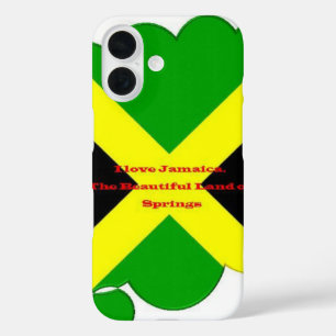 Ik hou van Jamaica Krachtig Vlag Typografie Kuns iPhone 16 Hoesje