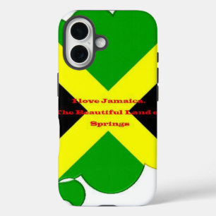 Ik hou van Jamaica   Krachtig Vlag Typografie Kuns iPhone 16 Hoesje