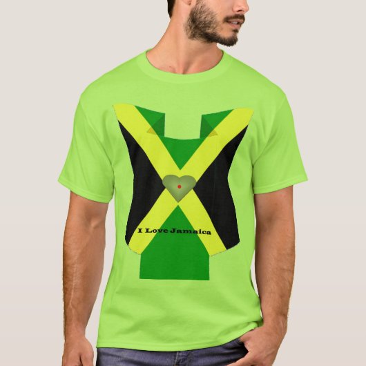 Ik hou van Jamaica National Flag Colors T-shirt (Voorkant)