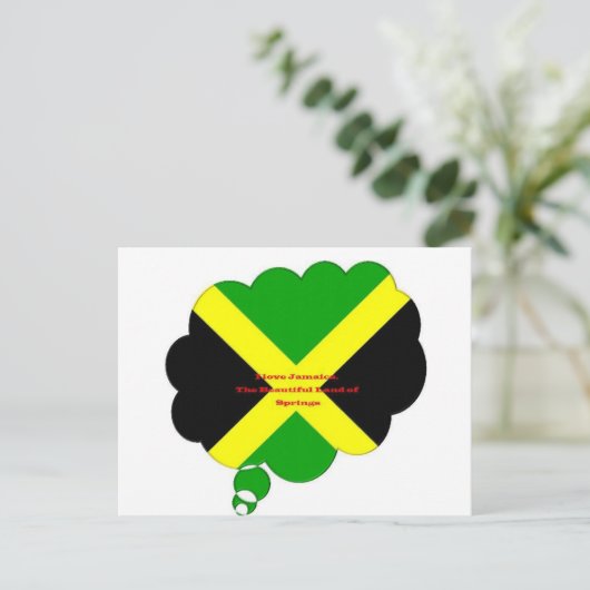 Ik hou van Jamaica Tekst op Flag Art Print Briefkaart (Staand voorkant)
