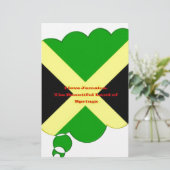 Ik hou van Jamaica Tekst op Flag Art Print Briefpapier (Staand voorkant)