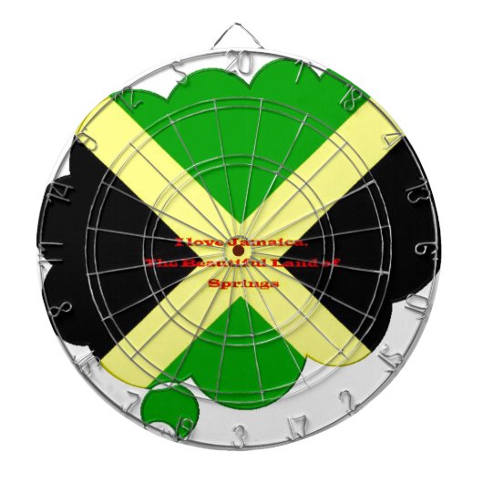 Ik hou van Jamaica Tekst op Flag Art Print Dartbord (Voorkant)