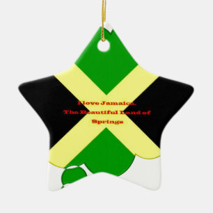 Ik hou van Jamaica Tekst op Flag Art Print Keramisch Ornament