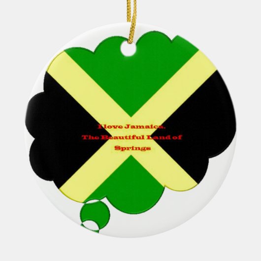 Ik hou van Jamaica Tekst op Flag Art Print Keramisch Ornament (Voorkant)