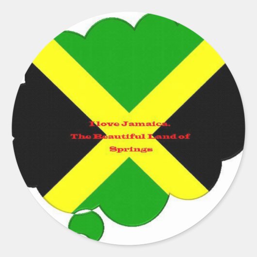 Ik hou van Jamaica Tekst op Flag Art Print Ronde Sticker (Voorkant)
