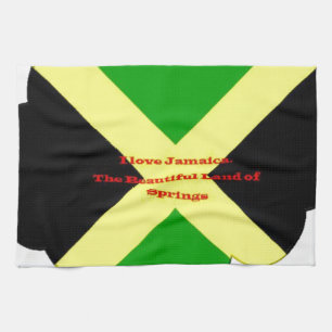 Ik hou van Jamaica Tekst op Flag Art Print Theedoek