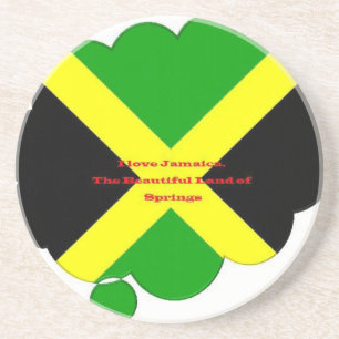 Ik hou van Jamaica Tekst op Flag Art Print Zandsteen Onderzetter