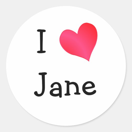 Ik hou van Jane Ronde Sticker (Voorkant)