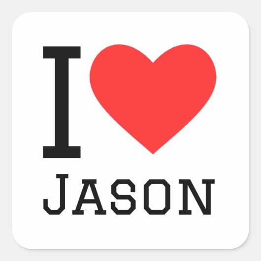 Ik hou van Jason Vierkante Sticker (Voorkant)