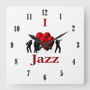 Ik hou van Jazz Muziek Vierkante Klok