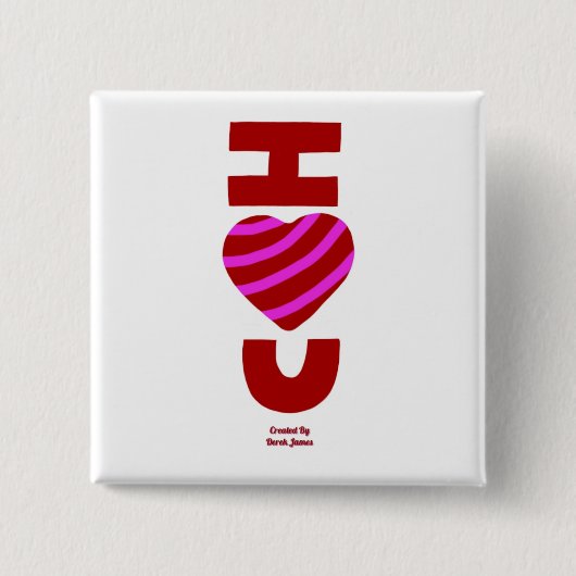 Ik hou van je 2-inch Square Button (Voorkant)