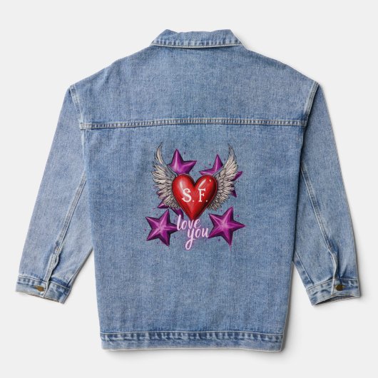 Ik hou van je aangepaste denim jas jacket (Achterkant)