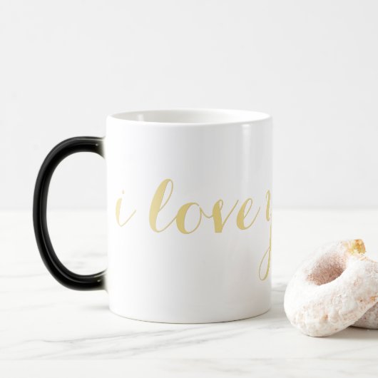 Ik hou van je aangepaste naam Faux Gold Script Cof Magische Mok (Met donut)