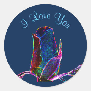Ik hou van je Abstracte Rosebud Flower Art Ronde Sticker