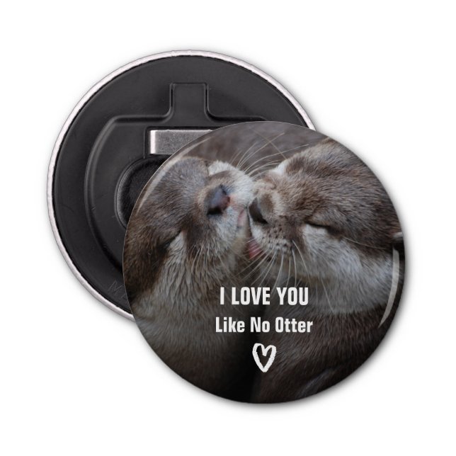 Ik hou van je als geen otter Cute Photo Button Flesopener (Voorkant)