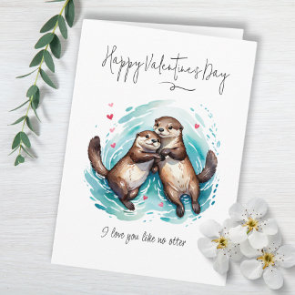 Ik hou van je als geen otter pun Valentijnsdag Kaart