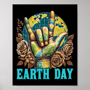 Ik hou van je als handteken Save Our Planet Retro  Poster