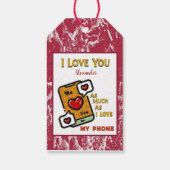 Ik hou van je als mijn telefoon rood wit Waterverf Cadeaulabel (Achterkant)