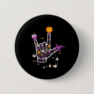Ik hou van je ASL Halloween gebarentaal Halloween  Ronde Button 5,7 Cm