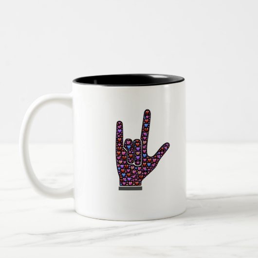 Ik hou van je ASL Tweekleurige Koffiemok (Links)