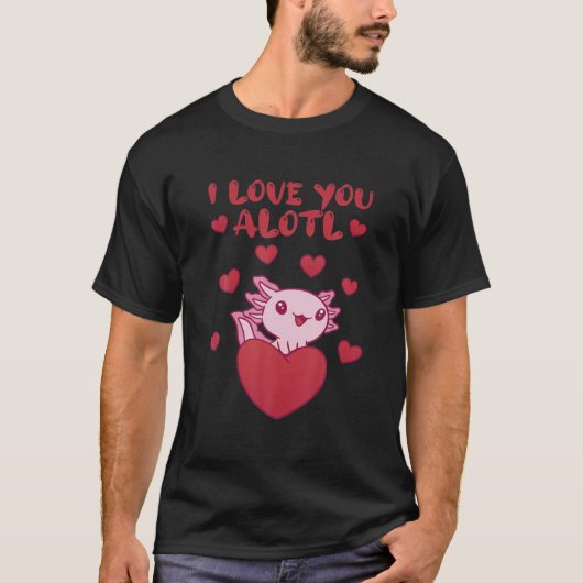 Ik hou van je Axolotl Valentijnsdag hartslag T-shirt (Voorkant)