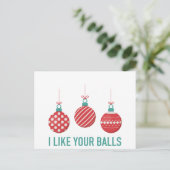 Ik hou van je ballen briefkaart (Staand voorkant)