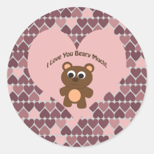 Ik hou van je, Beary Much. Achtergrond hart Ronde Sticker