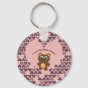 Ik hou van je, Beary Much. Achtergrond hart Sleutelhanger