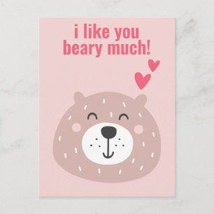 Ik hou van je, Beary Much. Cute Classroom Valentij Briefkaart