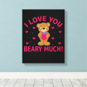 Ik hou van je beary veel Teddy Bear Canvas Afdruk (Insitu (Houten vloer))