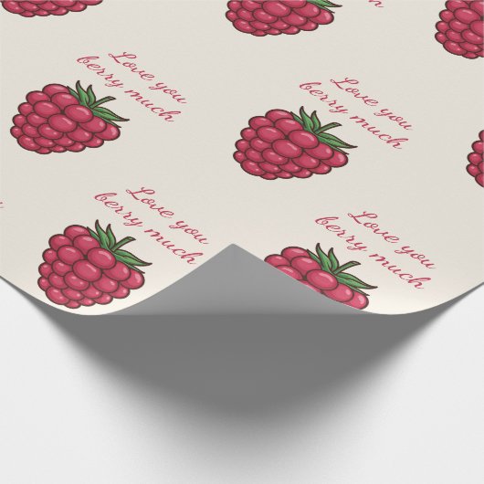 Ik hou van je Berry Much Red Raspberry | Valentijn Cadeaupapier (Hoek)