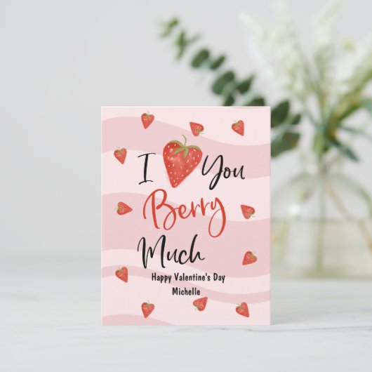 Ik hou van je Berry Much Valentijns's hart citaat Feestdagenkaart (Staand voorkant)