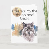 Ik hou van je bij de Waterverf Moon en Back Wolf Kaart (Voorkant)