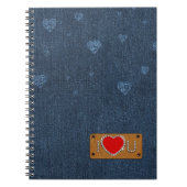 Ik hou van je. Blue Denim Pattern-cadeau Notitieboek (Voorkant)