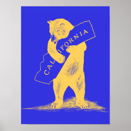 Ik hou van je Californië—Blauw en Goud Poster