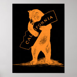 Ik hou van je Californië — Oranje en zwart Poster