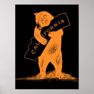 Ik hou van je Californië — Oranje en zwart Poster