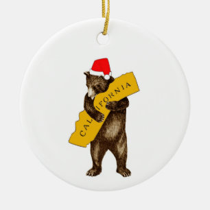 Ik hou van je Californische Beer met Santa Hat-ker Keramisch Ornament