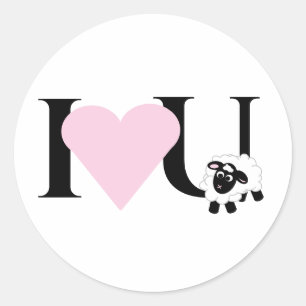 Ik hou van je Cartoon Sheep Ronde Sticker