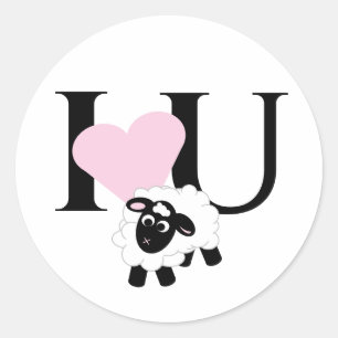 Ik hou van je Cartoon Sheep Ronde Sticker