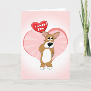 Ik hou van je Corgi-Valentijnsdag Feestdagen Kaart