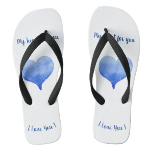 Ik hou van je Cute Blue Heart Valentijnsdag Teenslippers