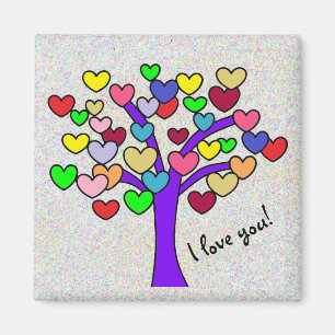 Ik hou van je Cute Colorful Love Hearts Paarse Tre Magneet