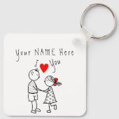 Ik hou van je - Cute Couple - Aangepaste tekst / n Sleutelhanger (Achterkant)