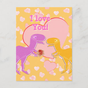 Ik hou van je Cute T-Rex Dinosaurs Briefkaart