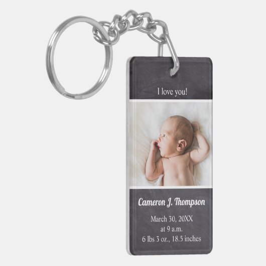 Ik hou van je dat je baby foto maakt sleutelhanger (Voorkant Links)