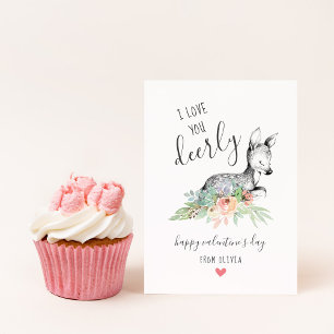 Ik hou van je Deerly Kinder klaslokaal Valentijns  Feestdagenkaart