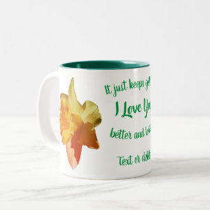 Ik hou van je diaffodilventilator op maat tweekleurige koffiemok