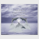 Ik hou van je dolfijnen cadeaupapier (Vlak)