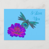 Ik hou van je Dragonfly Zinnia Flower Briefkaart (Voorkant)